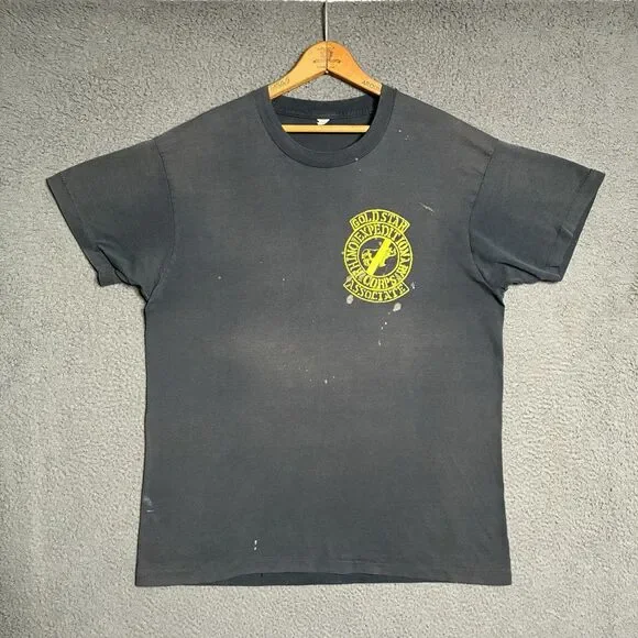 Vintage 80s Rhino Nature Fade T-Shirt Men’s XL Faded Black Distressed Burnout - Picture 3 of 11